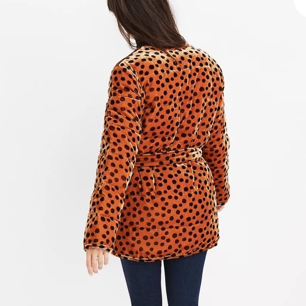 Madewell Velvet Quilted Wrap Jacket in Leopard Dot Collarless size XS - Picture 2 of 14